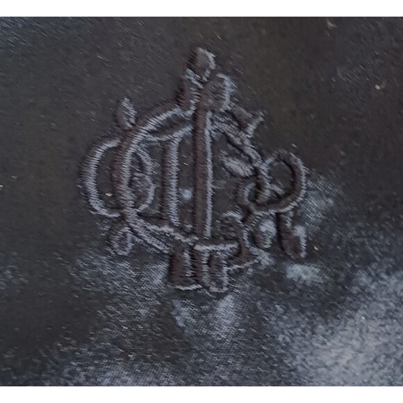 VTG Christian Dior Navy Satin Short Belted Robe Embroidered Dior Monogram Sz M - Picture 4 of 5